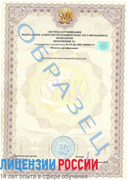 Образец сертификата соответствия (приложение) Стрежевой Сертификат ISO 22000